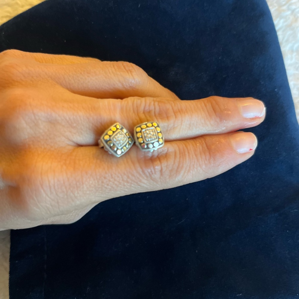 John Hardy Dot Collection Gold and Silver Studs - Picture 2 of 3